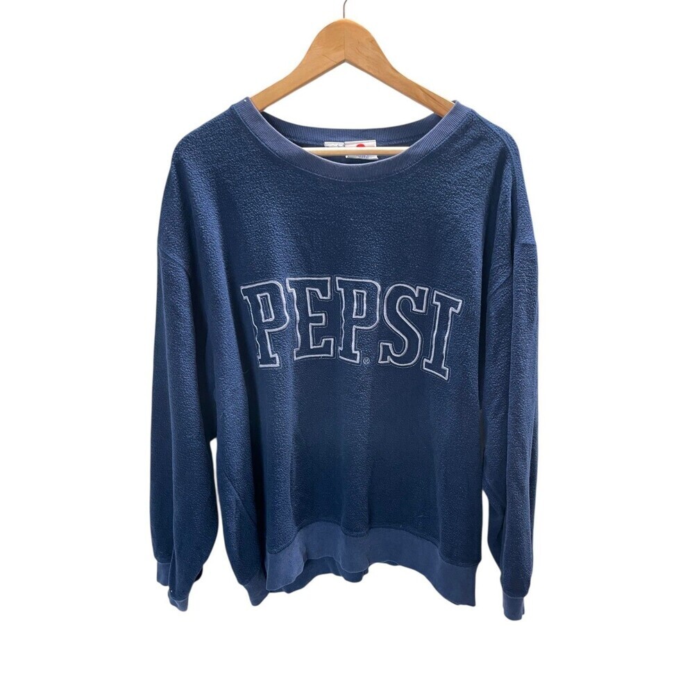 Vintage Pepsi Sweatshirt 1X Women’s Navy Long Sleeve Embroidered Lettering
